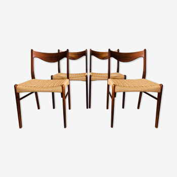 Suite of 4 Scandinavian chairs rosewood - Glyngøre Stolefabrik vintage 60s