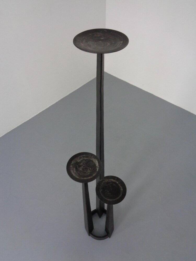 Large Brutalist Iron Candleholder, 1960s