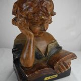 Old plaster bust under study art deco antique french bust 30s