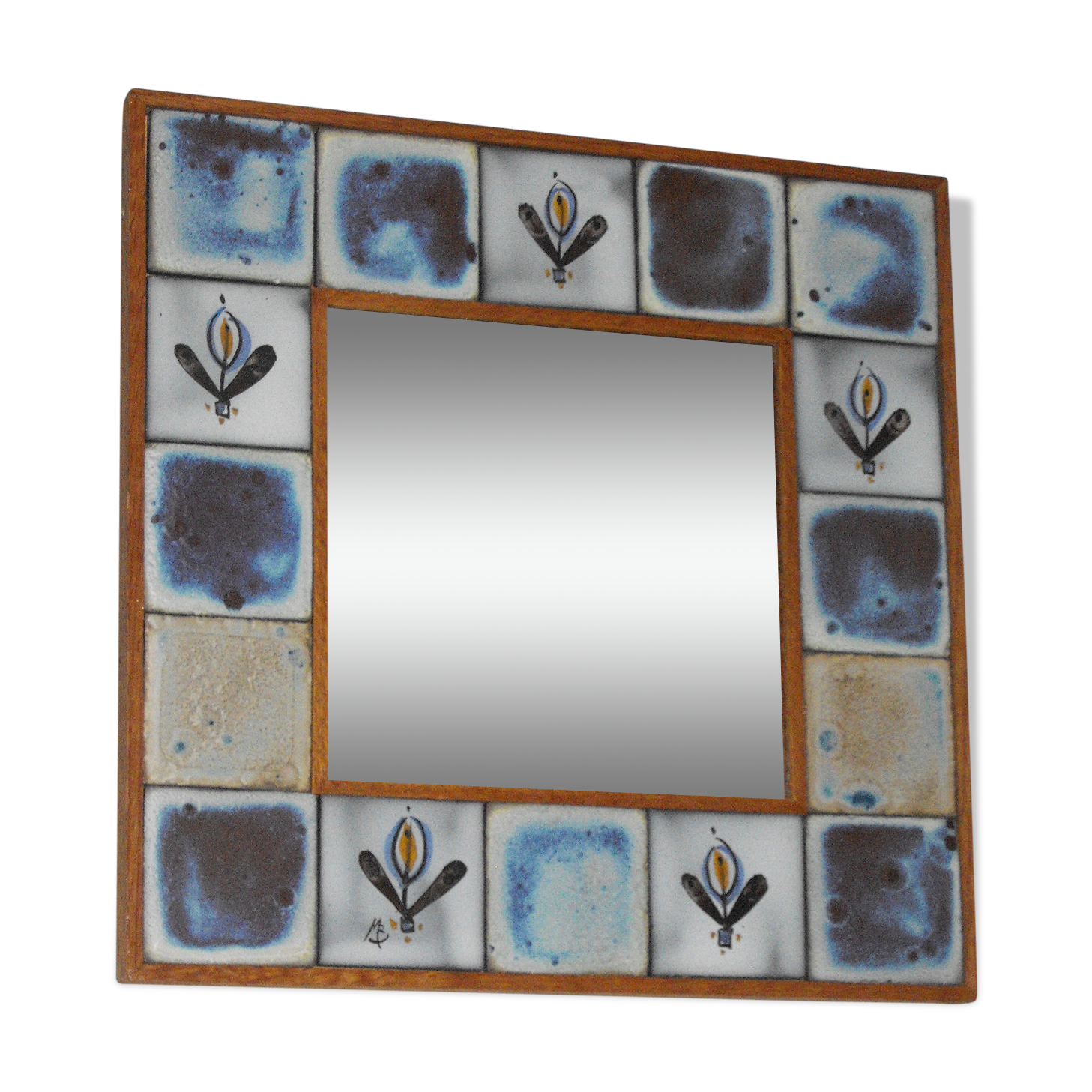 Ceramic mirror 70s - 26x26cm