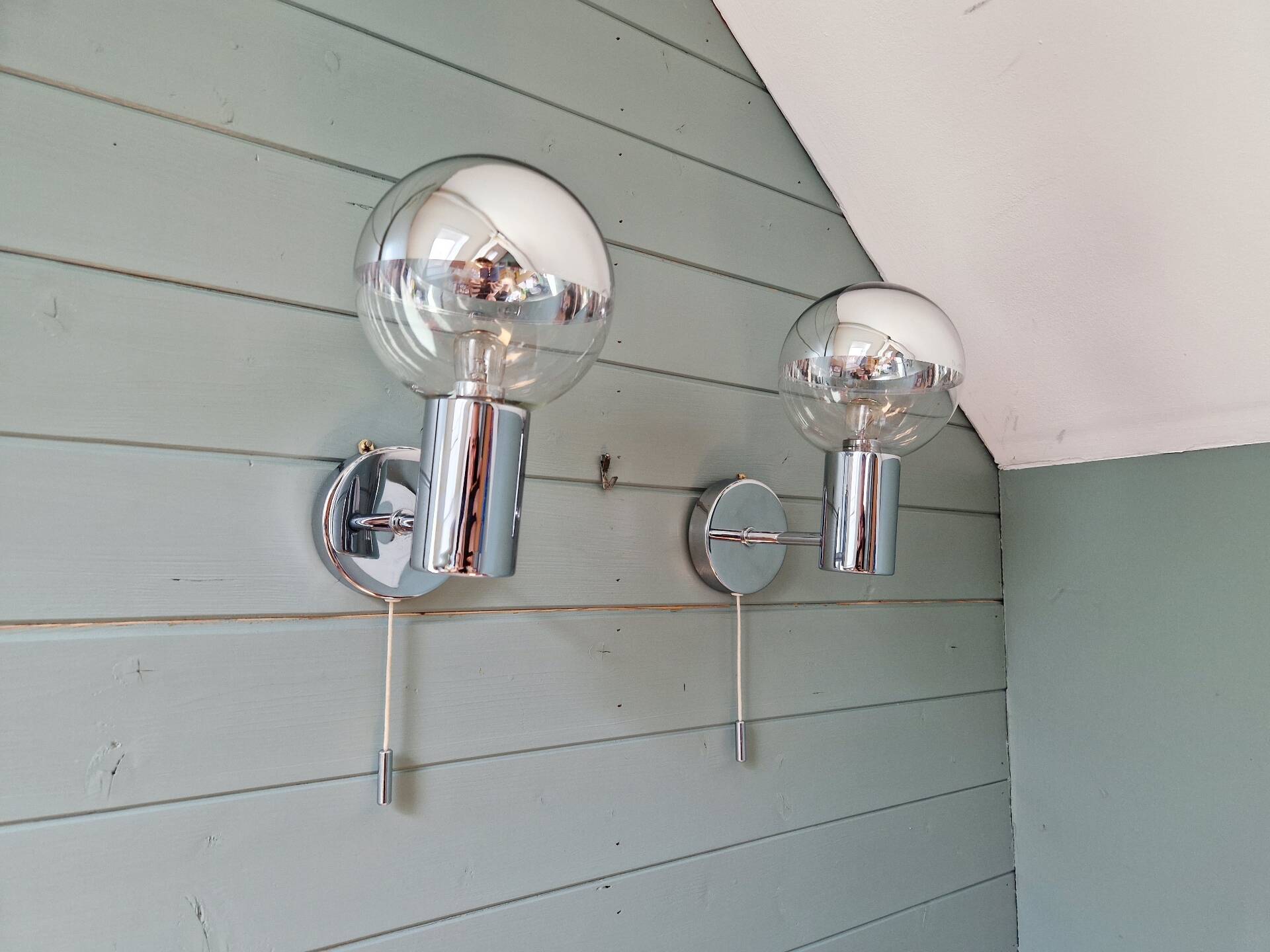 Pair of Space Age wall sconces, Motoko Ishii, Staff Leuchten, 1970