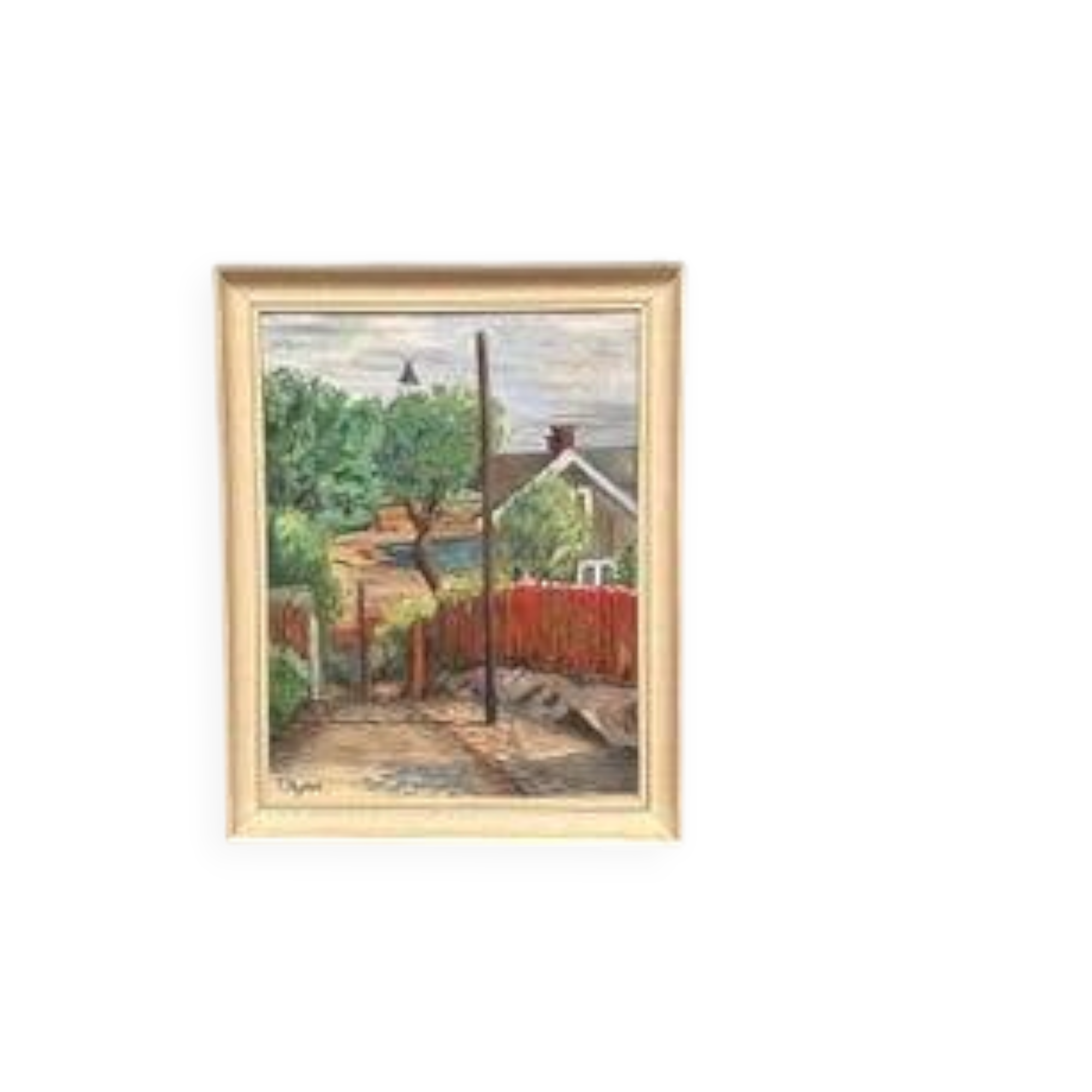 Original Swedish Oil on Canvas – “Village” by P. Agne – Signed – Vintage & Framed