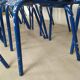 14 blue metal bistro chairs