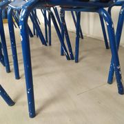 14 blue metal bistro chairs