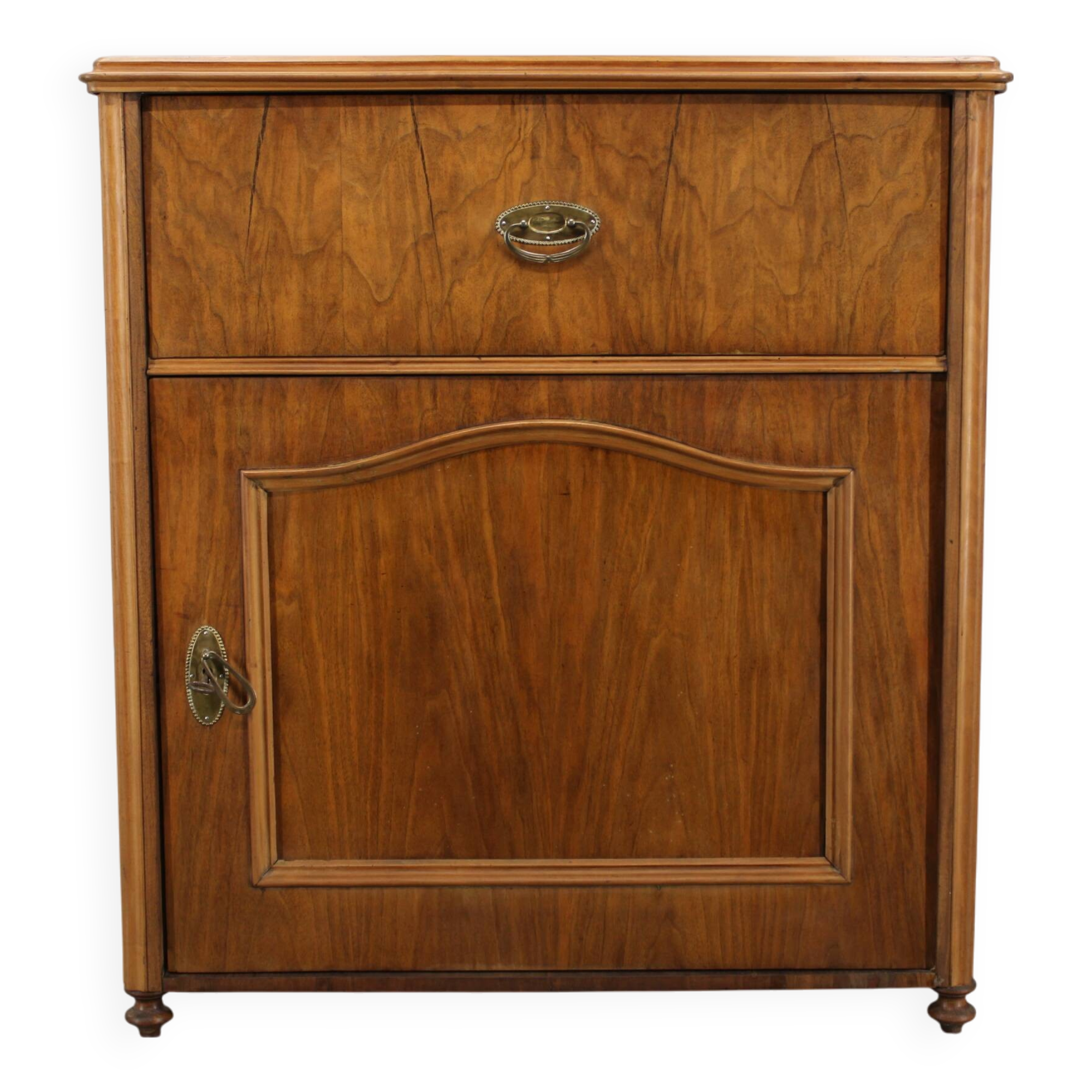 Antique Cabinet in Walnut Finish, Czechoslovakia