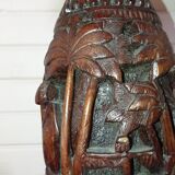 Carved wooden lamp