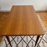 Rectangular teak Scandinavian dining table, extendable, vintage 1960s.