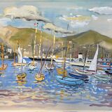 Tableau "port de santa margherita" ligurie 1962 italie henri nourry (1902-1978)
