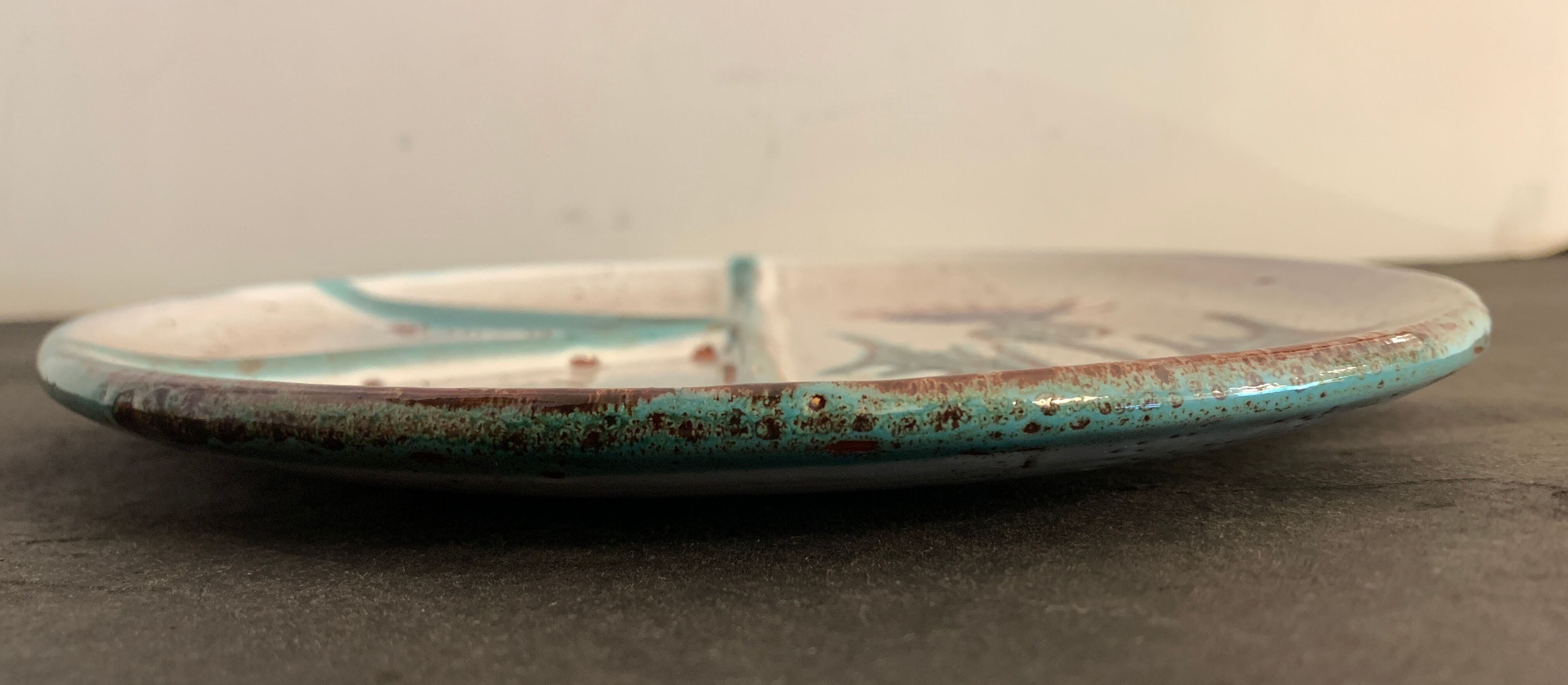 6 ceramic plates, model chardons, Daniel Etienne, Vallauris, 1970