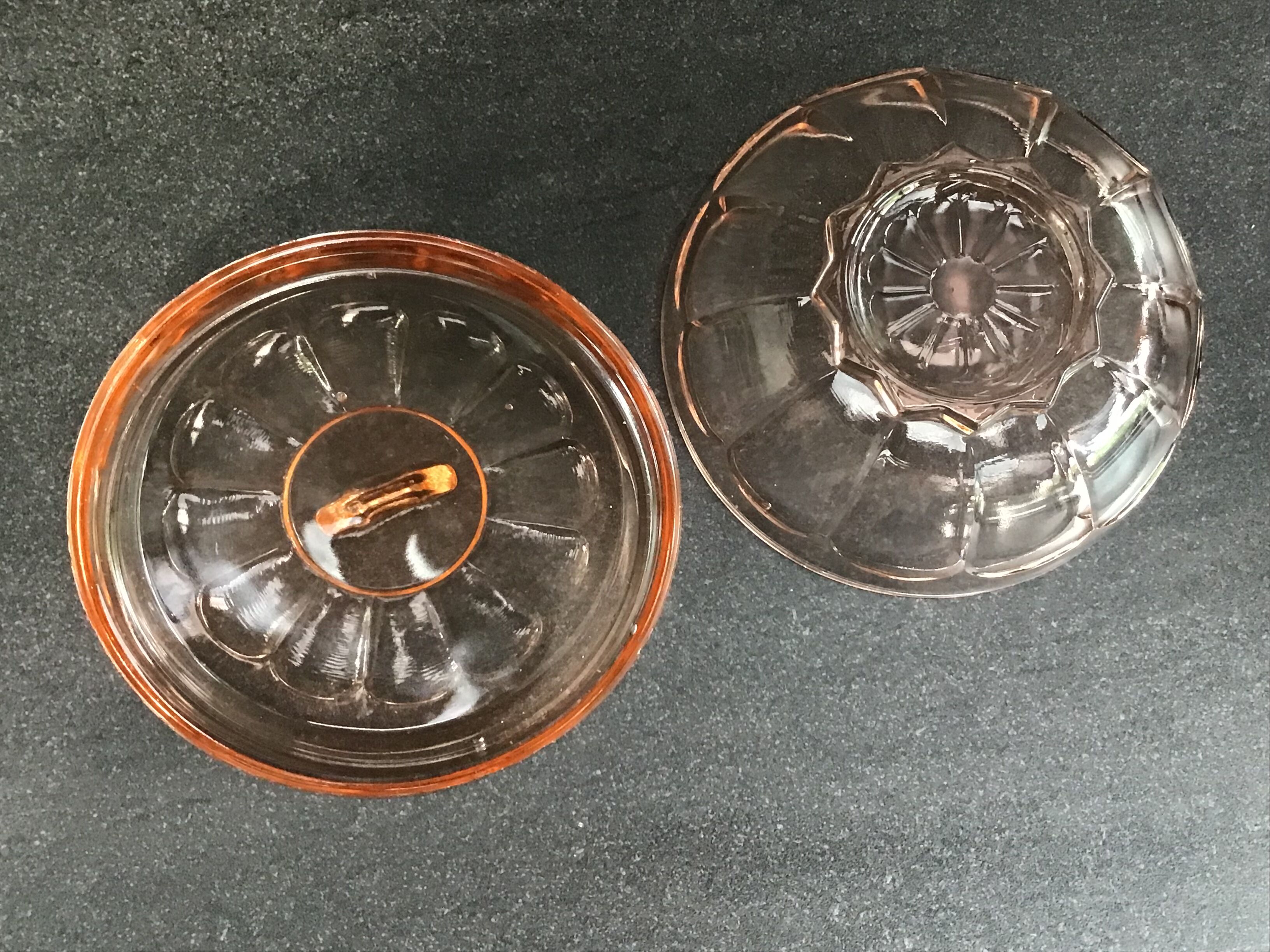 Vintage pink glass candy box