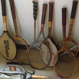 Old wooden tennis rackets