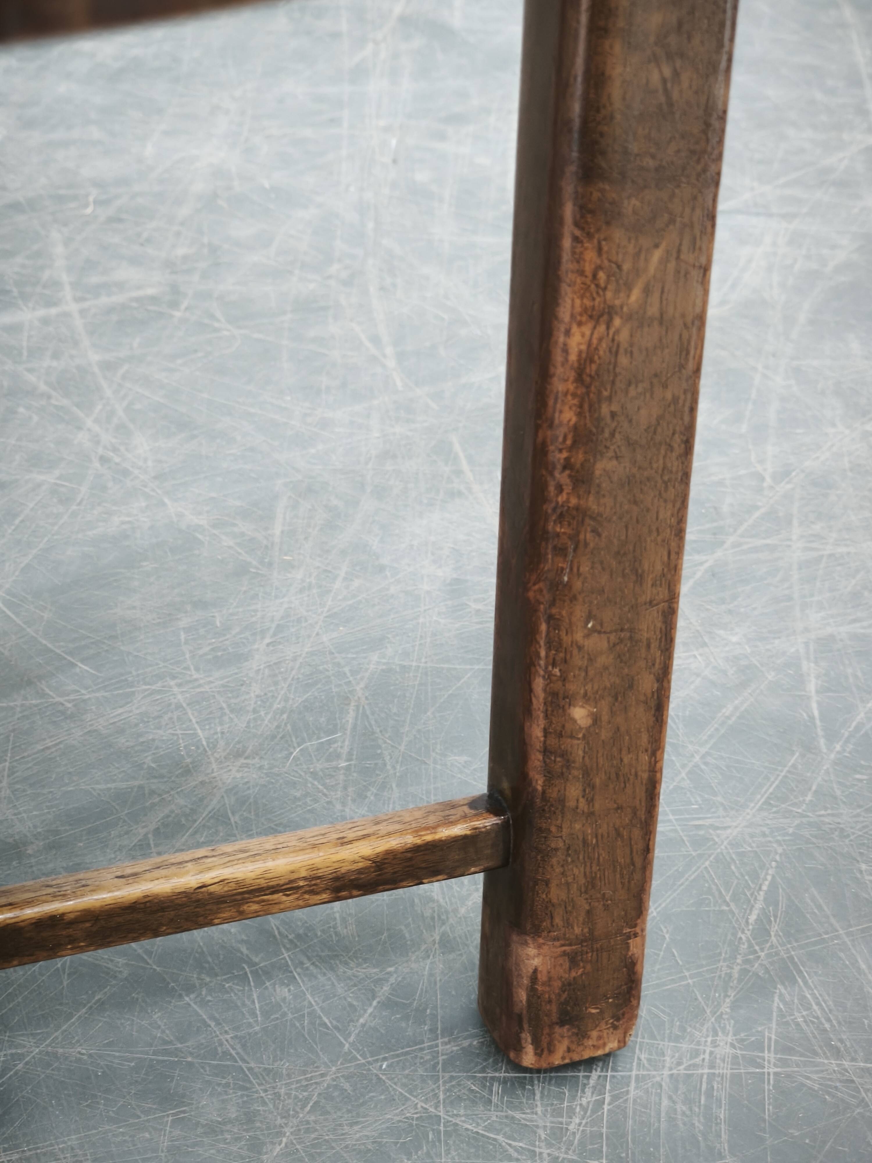 1930s Czech Art Deco Beechwood Stool with Bouclé Upholstery