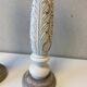 Pair of Candlesticks Candlesticks Turned Wood Carved Bleached Deco Art