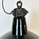 Industrial Black Enamel Factory Lamp with Cast Iron Top, 1950s