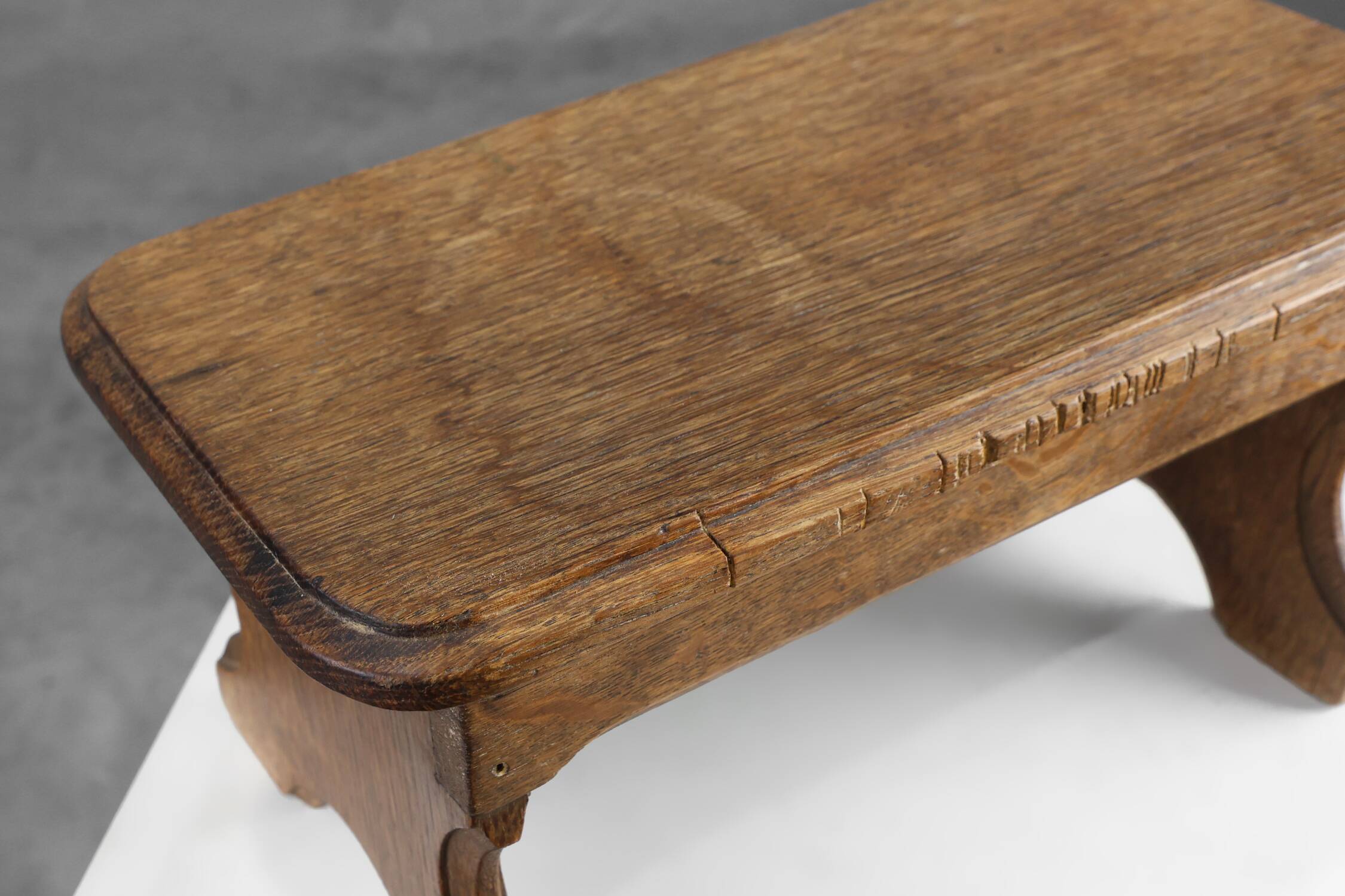 French Provincial Small 19th century rustic oak bench, France