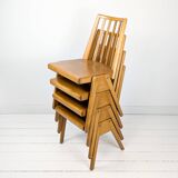 Set of 4 Danish Design Mid Century Wooden Stacking Chairs Streben Vintage Skandi Wooden Chair