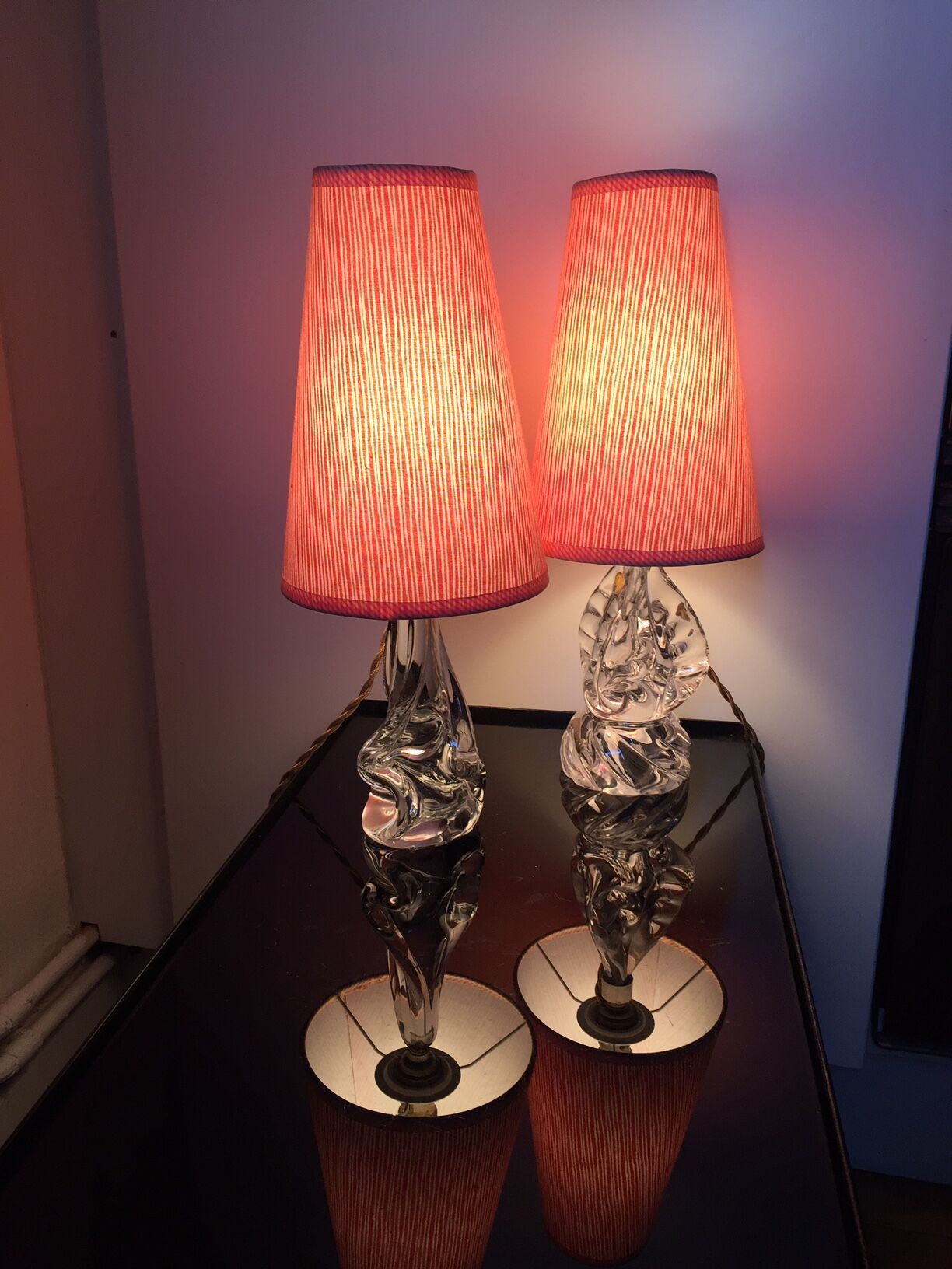 Pair of lamps, Crystal foot
