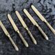 Set of 5 antique table knives in inlaid ebony, circa 1900.