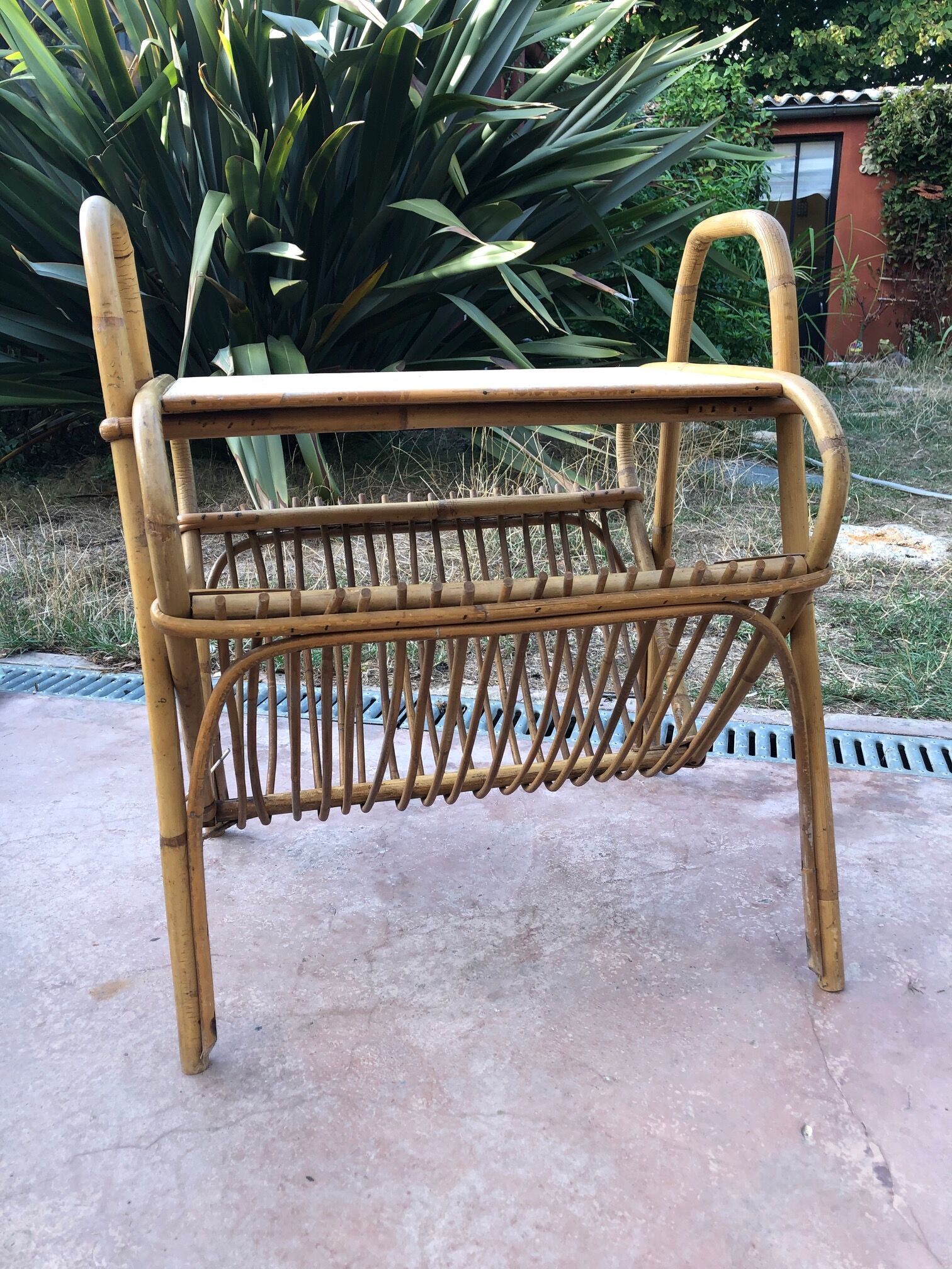 Vintage bamboo magazines rack