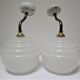 Pair of porcelain sconces brass glass of clchy white art deco