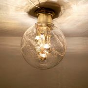Golden mid-century ice glass ceiling lamp by Doria