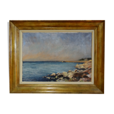 Huile sur toile, Port de Concarneau, 90x70 cm, 1949, marine Bretagne