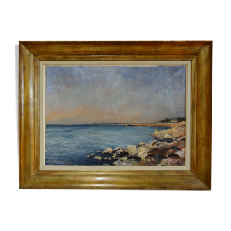 Oil on canvas, Port de Concarneau, 90x70 cm, 1949, marine Bretagne