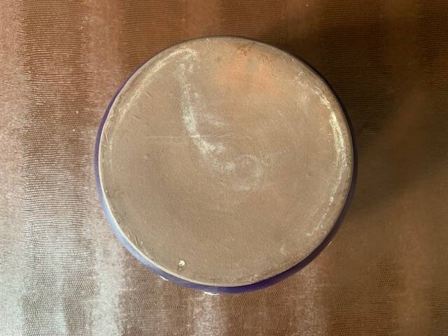 Art Nouveau pot cover in midnight blue ceramic, 1920