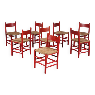 dining chairs in Perriand “Dordogne” style from France