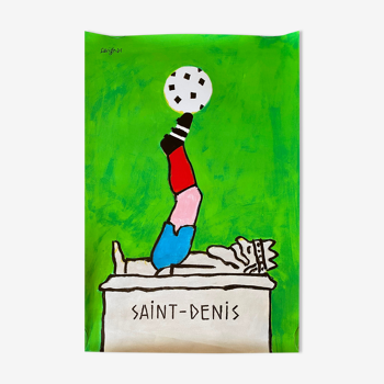 Affiche originale "Saint-Denis Football" Raymond Savignac 40x59cm 1995