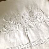 Old pure linen sheet embroidered and monograms