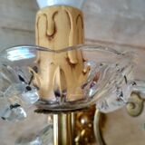 Golden brass wall light and crystal pendants - 2-light rococo light