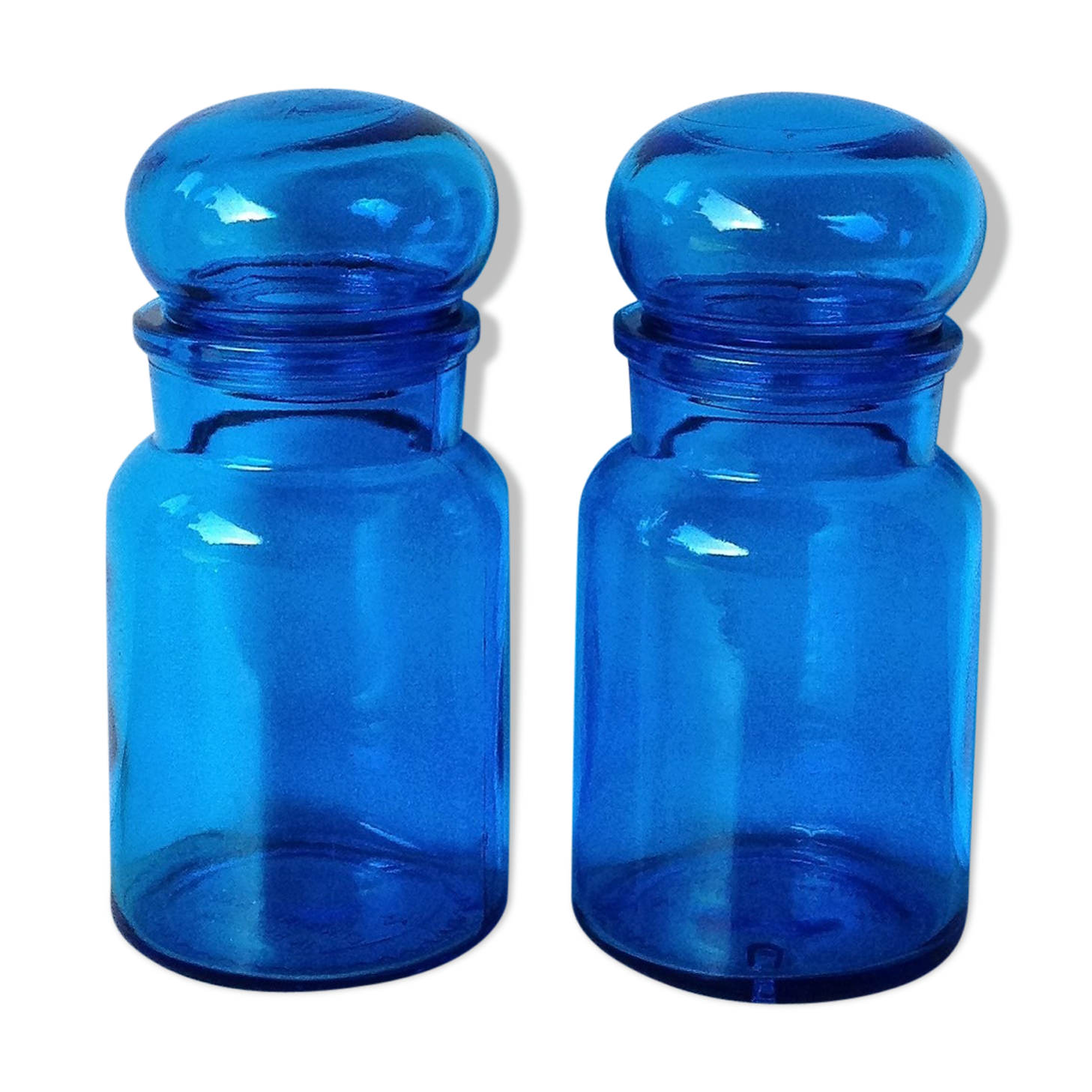 Pair of blue apothecary jars