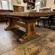 XL vintage brutalist wooden dining table