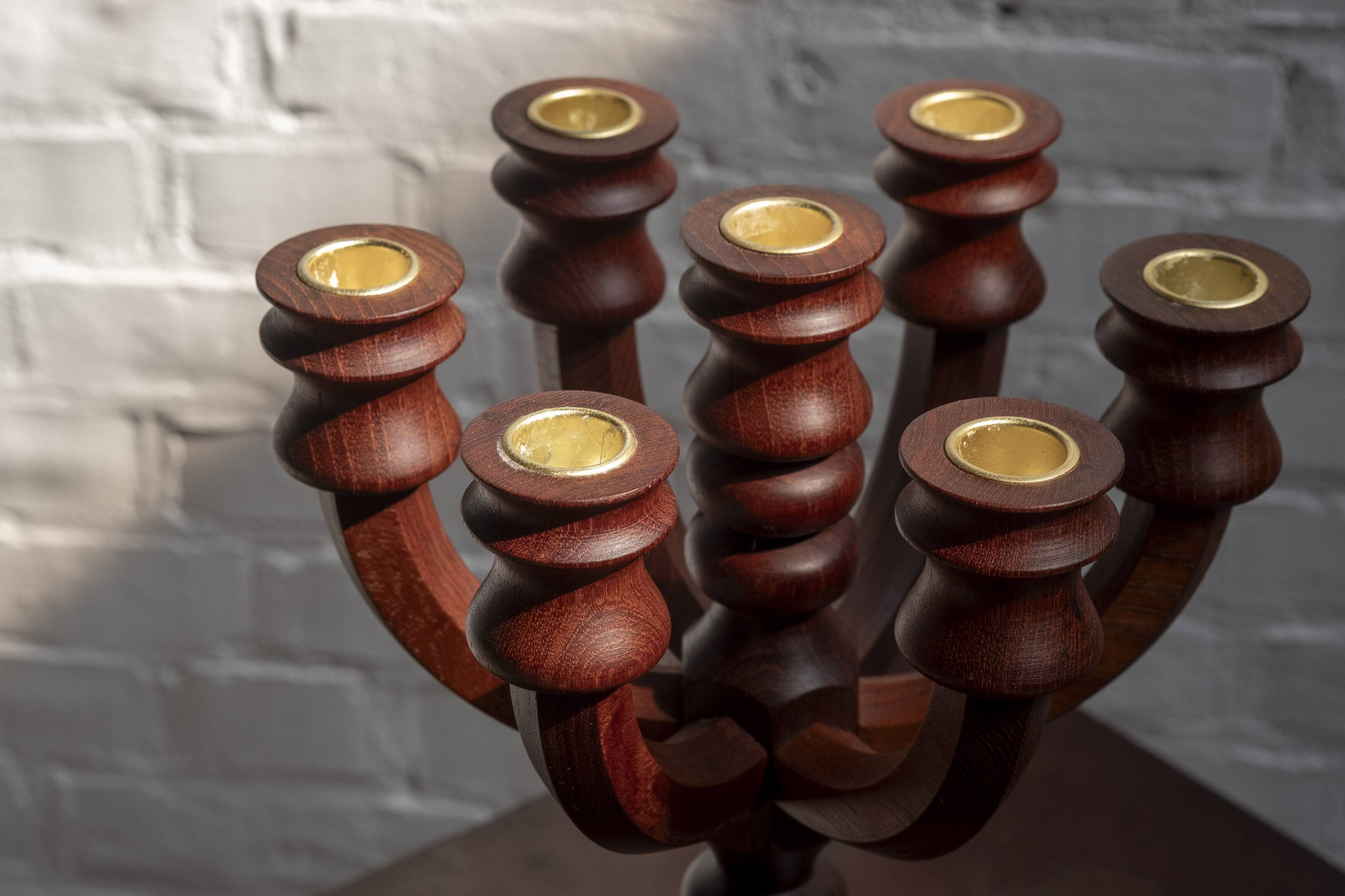 Midcentury Teak Candleholder for 7 candles, 1960s Denmark