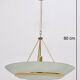 Brass and Aquamarine Etched Glass Bowl Pendant