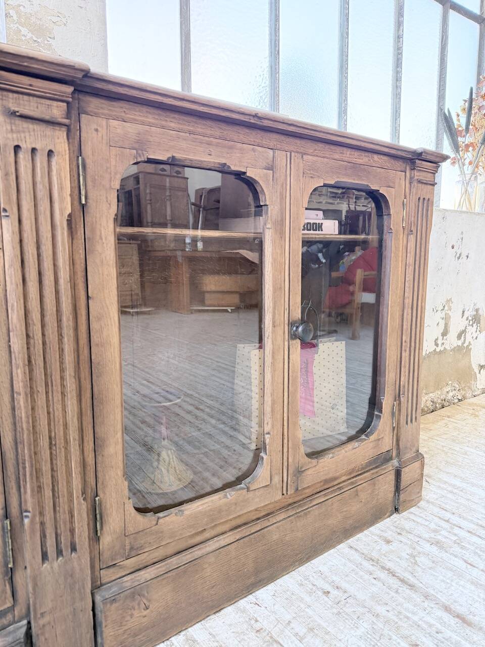 Enfilade display cabinet, solid oak, 1920.