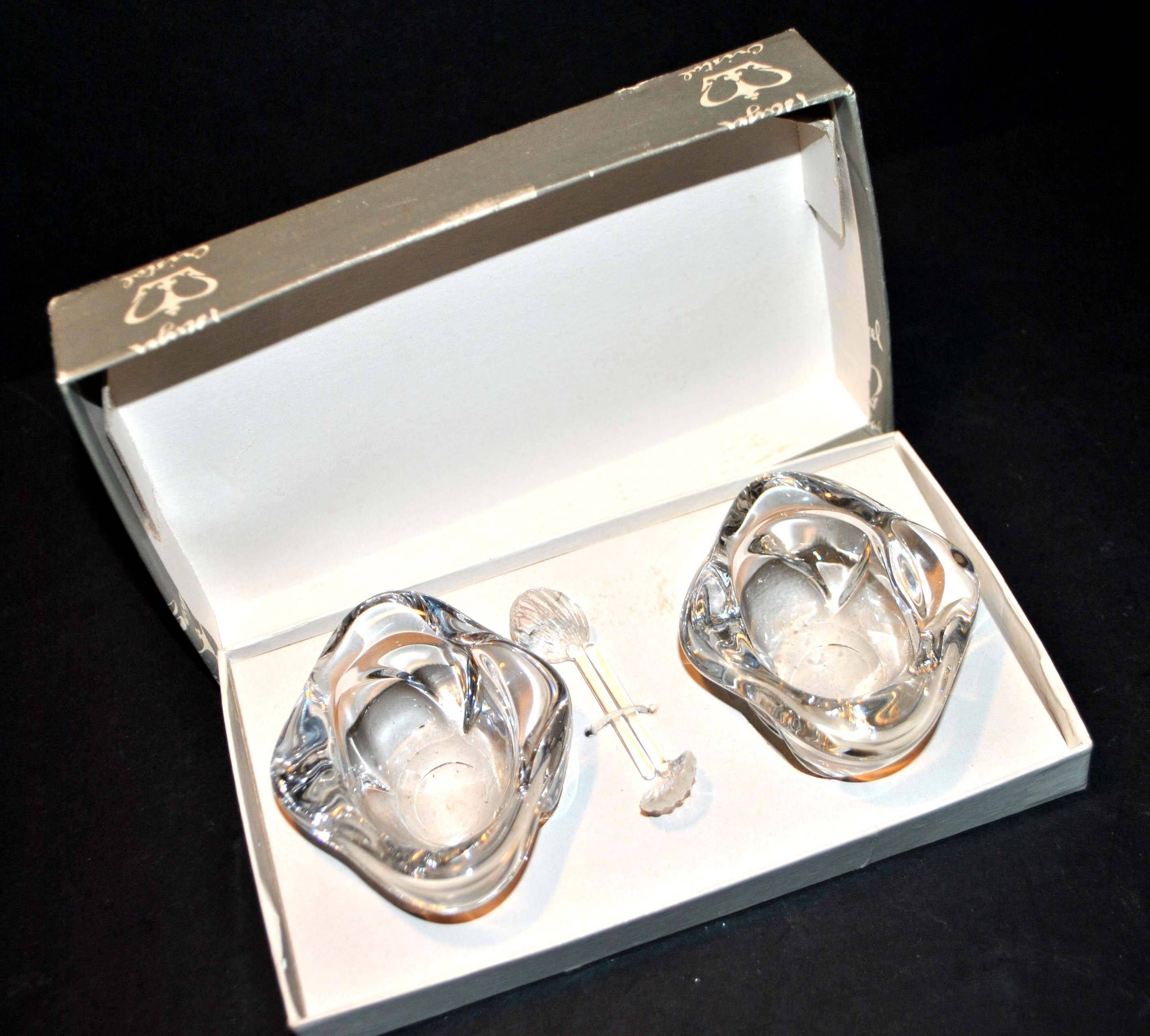 Vintage BAYEL crystal salt shakers - Salerons Modernist Design free form 1960