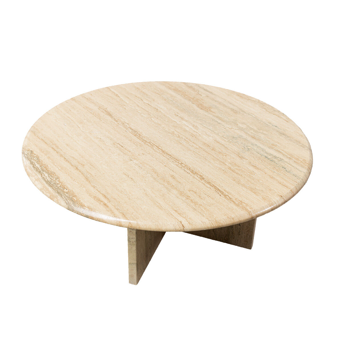 Modernist Round coffee Table in Travertine, 1970s