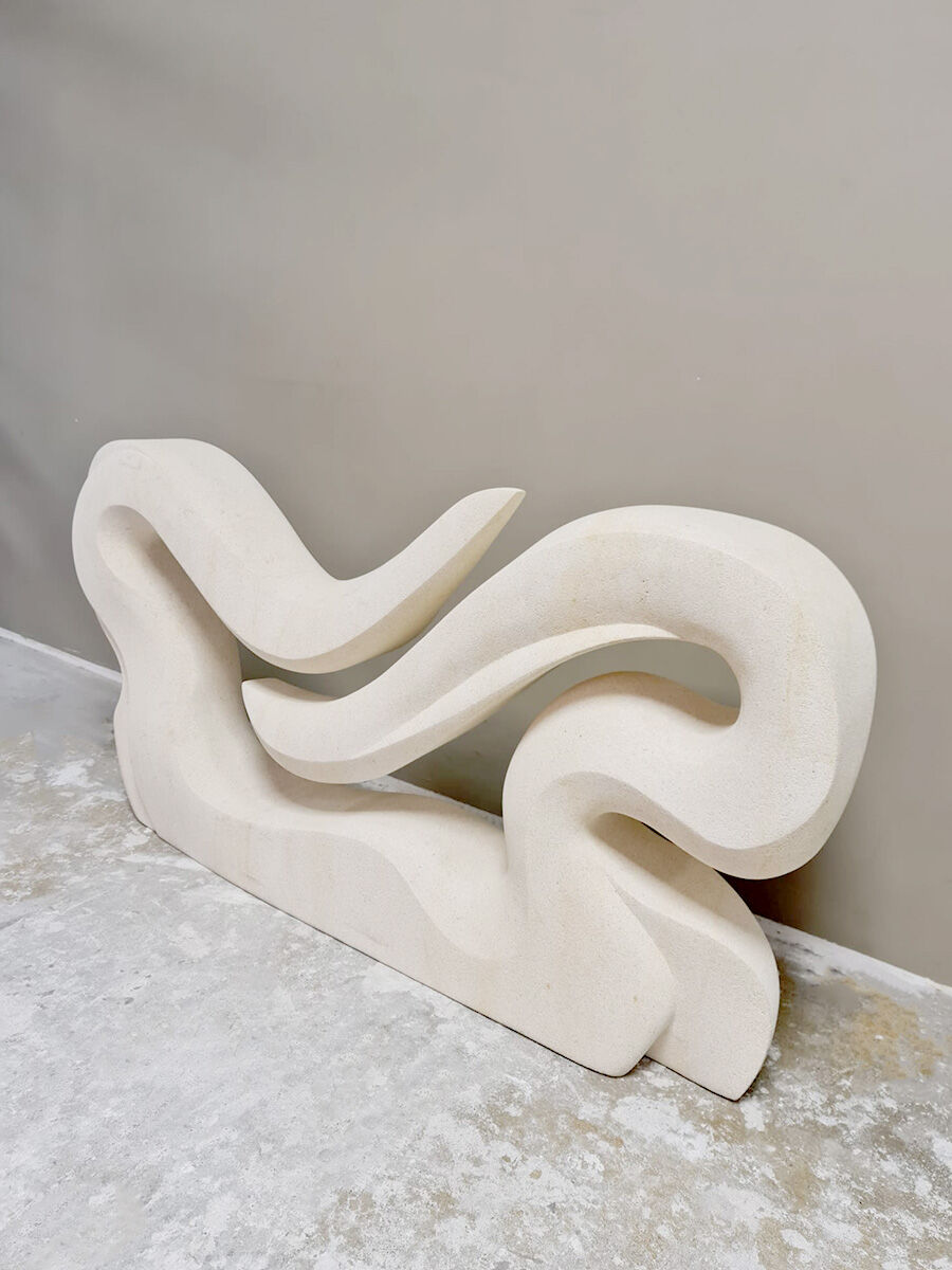 Vintage abstract art statue stone sculpture XL 'Wave'