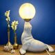Vintage seal lamp in white ceramic and opaline.