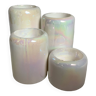 Four vintage iridescent reflection candle holders