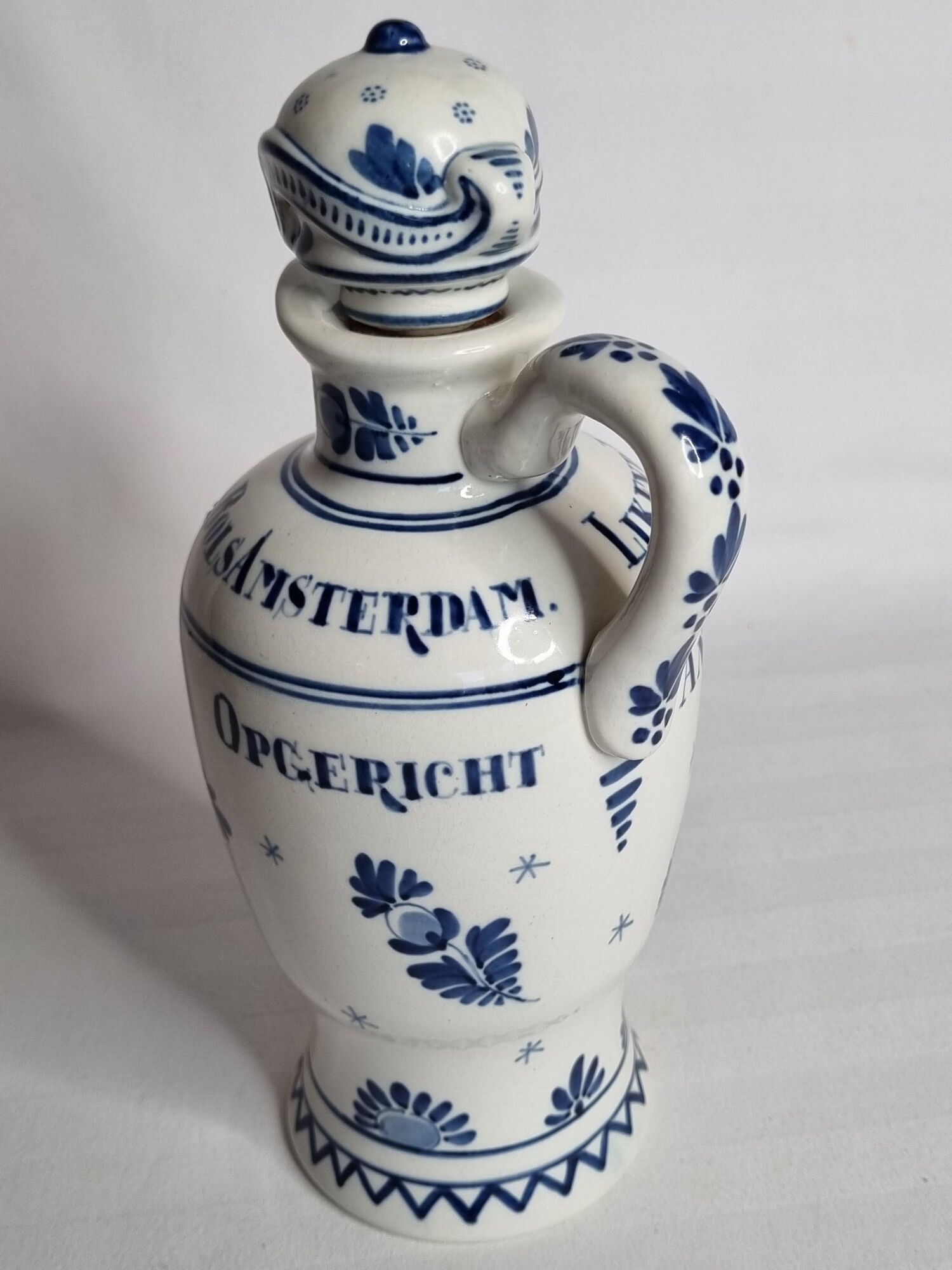 Delft ceramic bottle, Erven Lucas Bols, Amsterdam