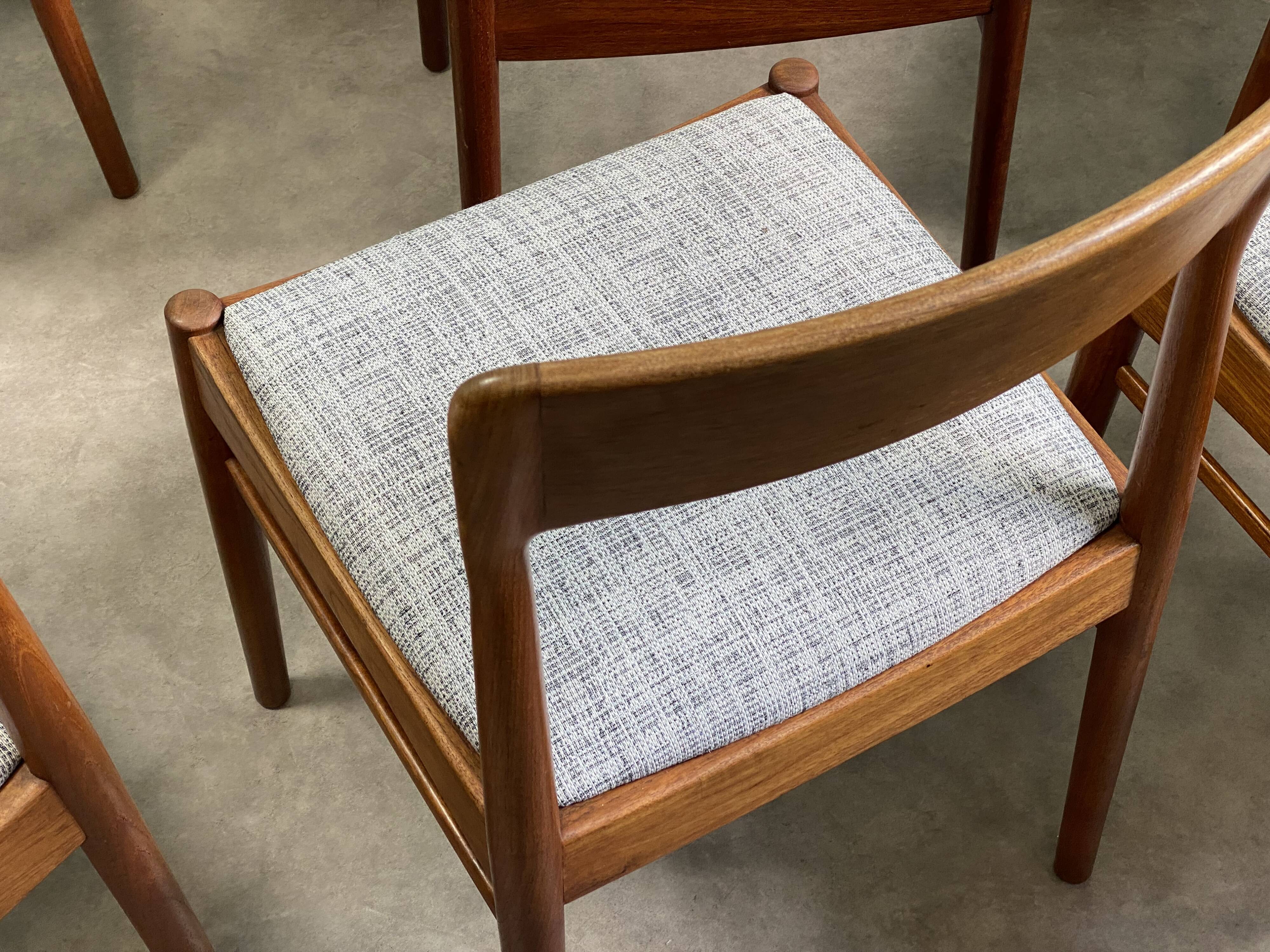 6 Danish chairs by Henning Kjaernulf in teak.