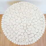 Table low round and white vintage rattan bamboo