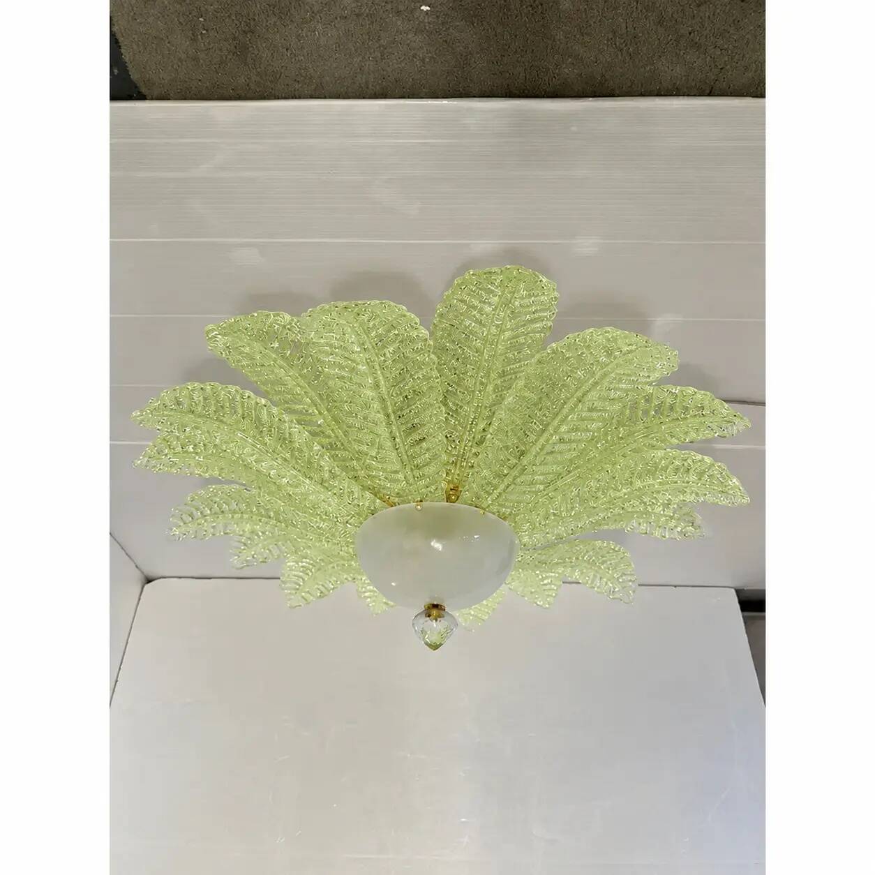 Green Murano Glass Flush Mount, Mazzega Zuccheri Venini Barovier Style