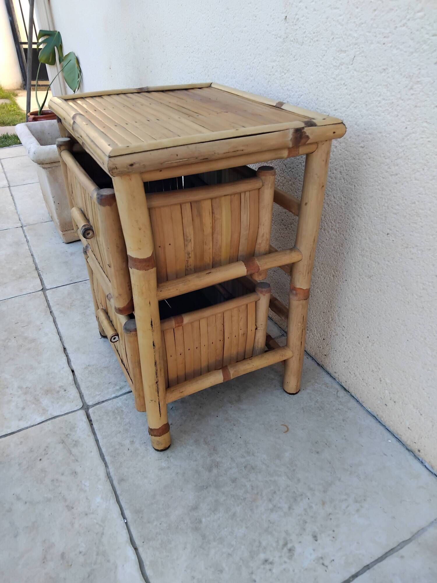 Vintage design bamboo bedside table