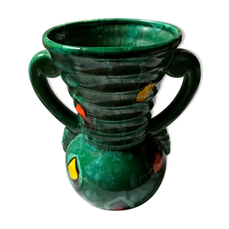 Old green ceramic vase from the 70s