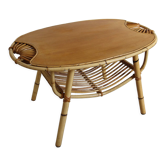 Table basse vintage rotin années 50/60