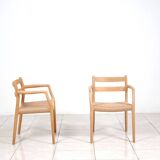 6 Niels Moller Oak Armchair „Model 67“ with Papercord